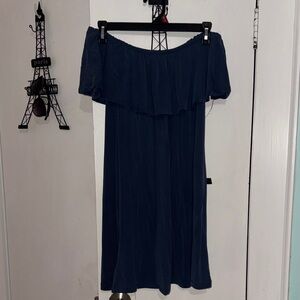 Elegant Off-Shoulder Navy Dress